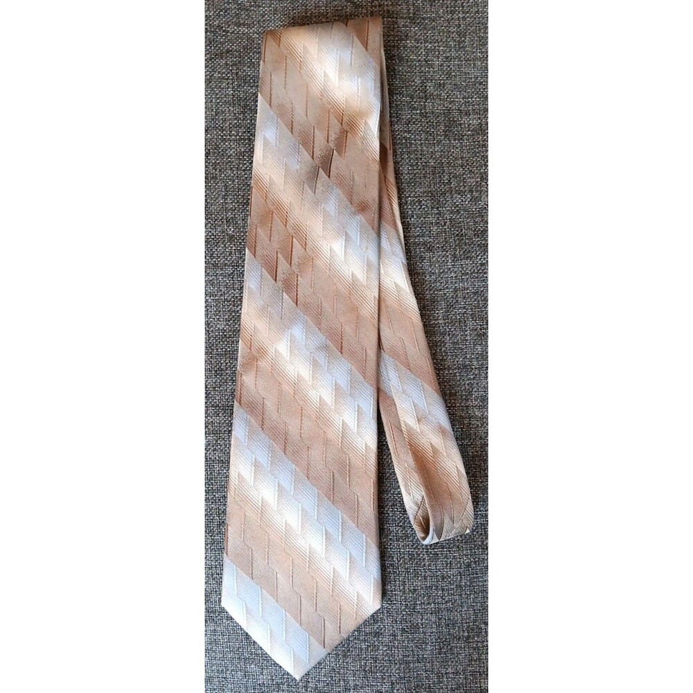Tie 70s 80s 90s Y2K Crazy Horse Brown Beige Gray Stain Resistant 4 Wide 60 Long